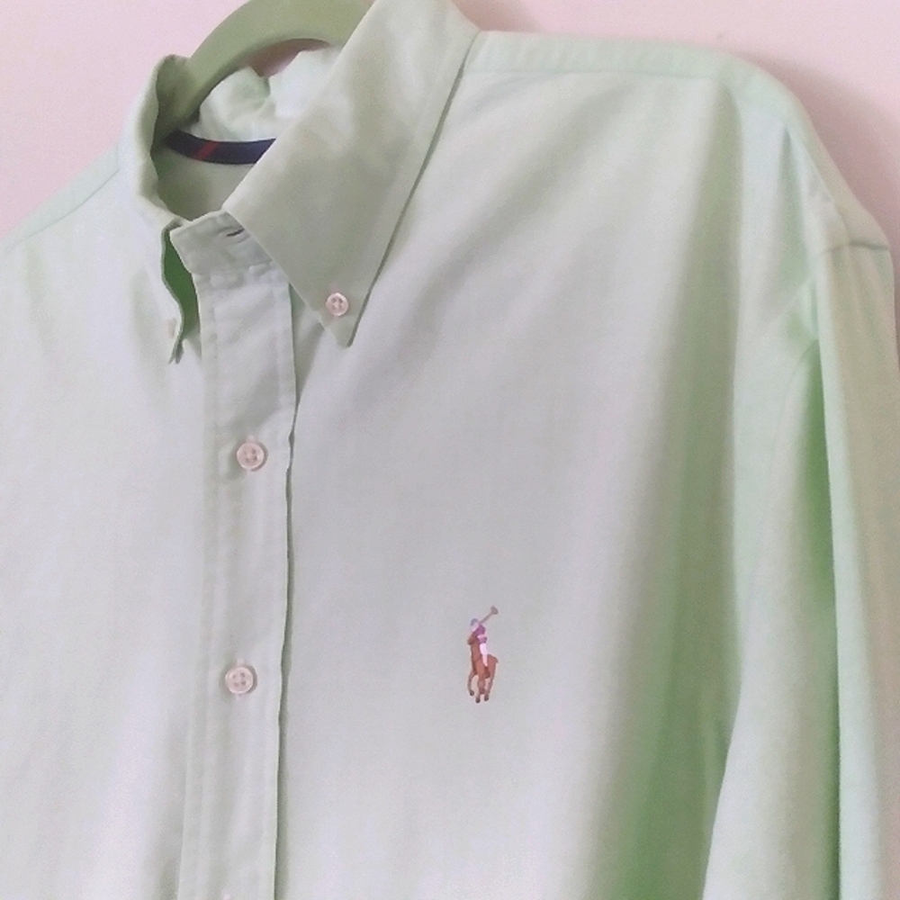 Ralph Lauren Men's Classic‎ Fit  Mint Green Button Down Shirt XL  Summer Office